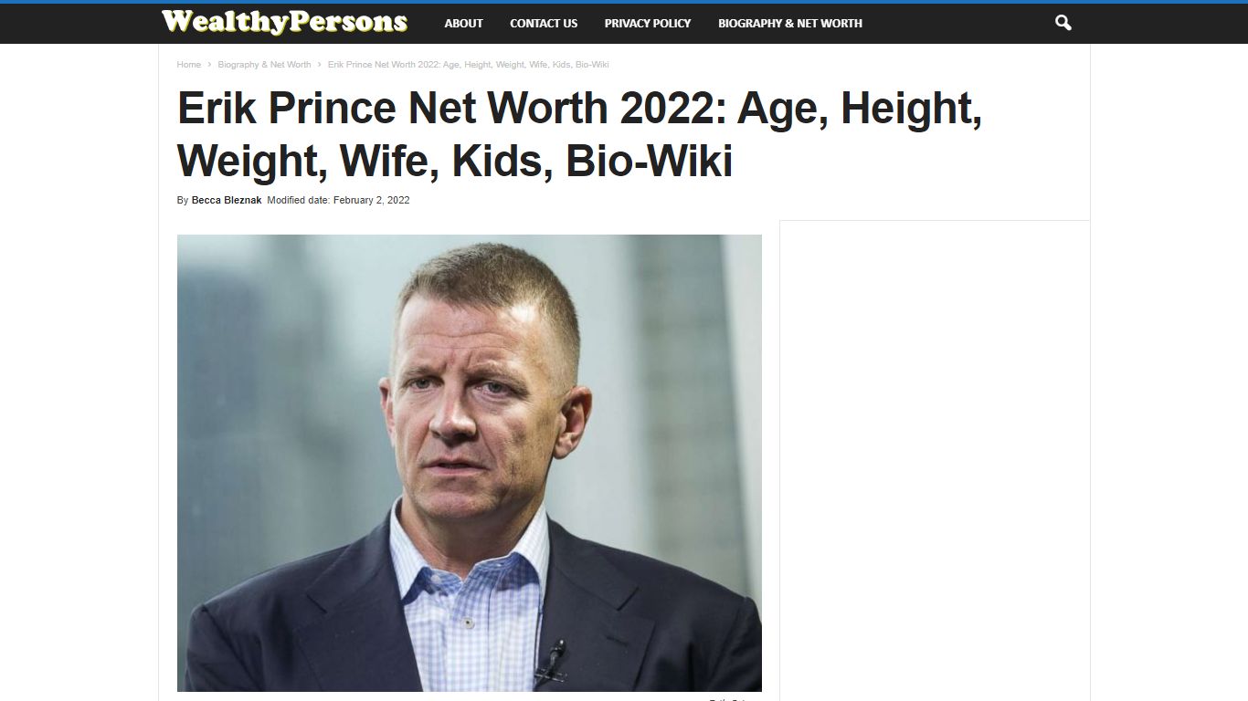 Erik Prince Net Worth 2022: Age, Height, Weight, Wife, Kids, Bio-Wiki