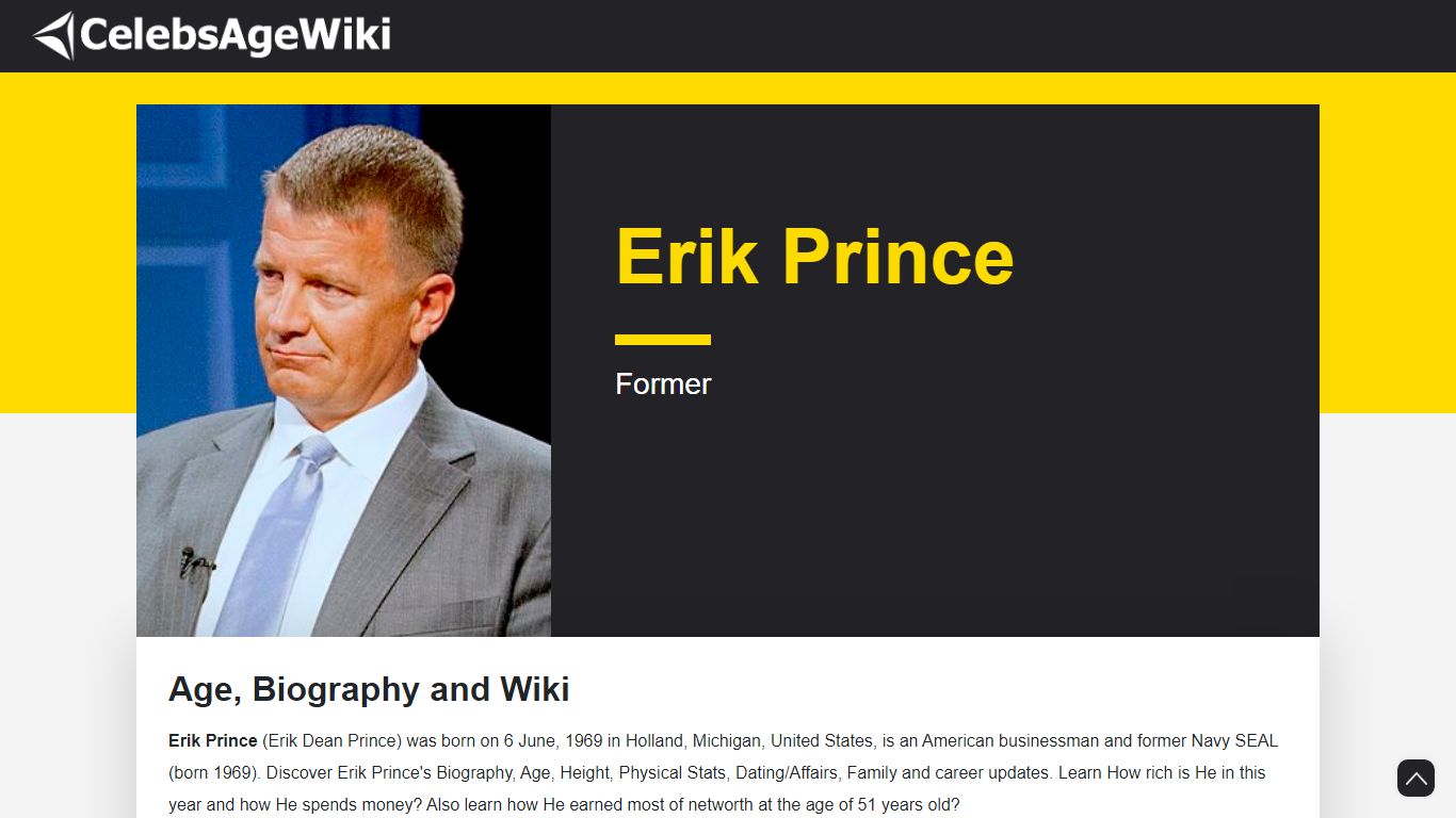 Erik Prince Biography, Age, Height, Wife, Net Worth, Family